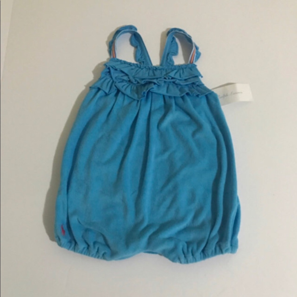 NWT Ralph Lauren Terry Girl’s Romper with Ruffles 12M